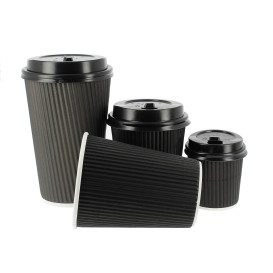 Copo de Cartão 12 Oz/360ml Rizado Preto Ø8,7cm (500 Uds)