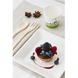 Assiette Carrée Canne à Sucre Blanc 150x150mm (50 Utés)