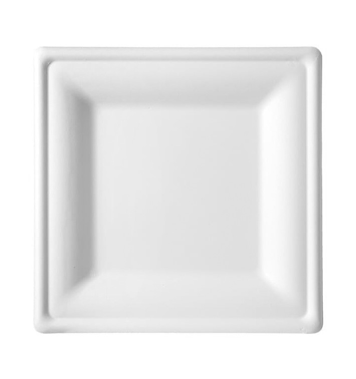 Assiette Carrée Canne à Sucre Blanc 150x150mm (50 Utés)