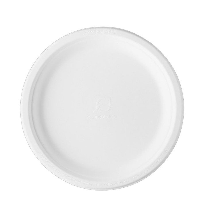 Sugarcane Plate Bagasse White Ø25,3 cm (500 Units)