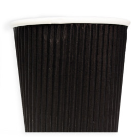 Vaso Cartón 8 Oz/250ml "Rizado" Negro Ø8cm (25 Uds)