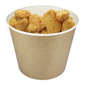 Kartonový Kbelík na Smažená Jídla Kraftový Efekt 3700ml Ø21,5cm (100 Kousky)