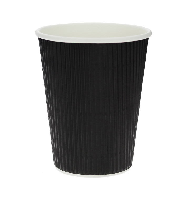 Gobelet Carton 12 Oz/360ml Ondulé Noir Ø8,7cm (25 Unités) Gobelet Carton 12 Oz/360ml Ondulé Noir Ø8,7cm (25 Unités)