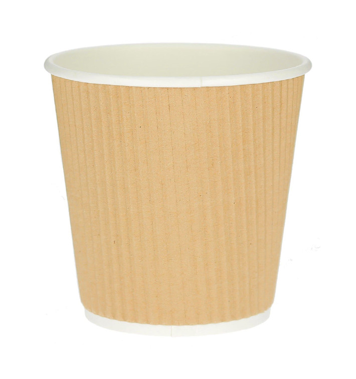 Kaffeebecher aus Wellpappe braun 4 Oz/120ml Ø6,2cm (50 Stück) Kaffeebecher aus Wellpappe braun 4 Oz/120ml Ø6,2cm (50 Stück)