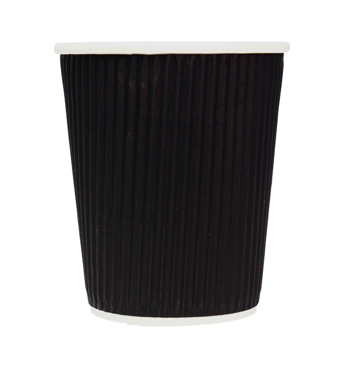 Papieren beker ribbel wand zwart 8 Oz/250ml Ø8cm (25 stuks) Papieren beker ribbel wand zwart 8 Oz/250ml Ø8cm (25 stuks)