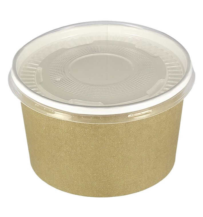 Kartonová Miska Kraft s Víčko PP 16 Oz/473 ml (50 Ks) Kartonová Miska Kraft s Víčko PP 16 Oz/473 ml (50 Ks)