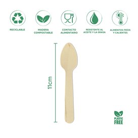 Mini cucharas de madera desechables