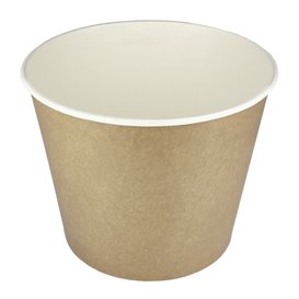 Kartonový Kbelík na Smažená Jídla Kraftový Efekt 3700ml Ø21,5cm (100 Ks)