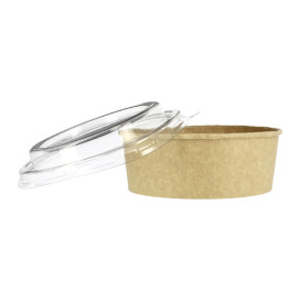 Contenitori di Carta Kraft-Kraft + Coperchio RPET 25 Oz/750 ml (50 Pezzi)
