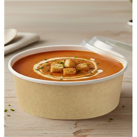 Paper Soup Bowl with Lid Kraft PP 33Oz/1000ml (100 Units) Paper Soup Bowl with Lid Kraft PP 33Oz/1000ml (100 Units)