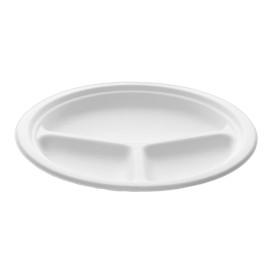 Sugarcane Plate Bagasse 3C White Ø23 cm (50 Units) 
