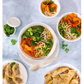 Plato Caña de Azúcar Bagazo Blanco Ø23 cm (50 Uds)