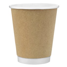 Cardboard Cup 8 Oz/240ml Double Wall Smooth Kraft Ø8cm (25 Units)