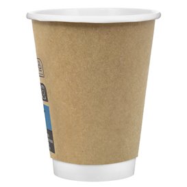 Cardboard Cup 12 Oz/360ml Double Wall Smooth Kraft Ø9cm (25 Units)