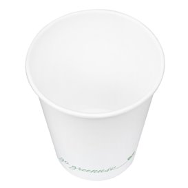 Weißer Pappbecher "Go Green" 8Oz/240ml Ø8,0cm (50 Stück)