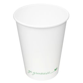 Biały kubek papierowy "Go Green" 12Oz/360ml Ø9,0cm (50 Sztuk)