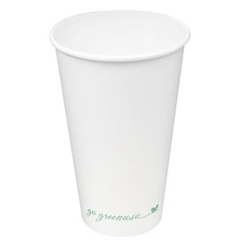 Vaso de Cartón ''Go Green'' Blanco 16Oz/540ml Ø9,0cm (50 Uds)