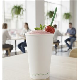 Weißer Pappbecher "Go Green" 16Oz/540ml Ø9,0cm (50 Stück)