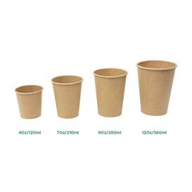 Paper Cup Kraft-Kraft 12Oz/360ml Ø9,0cm (50 Units)