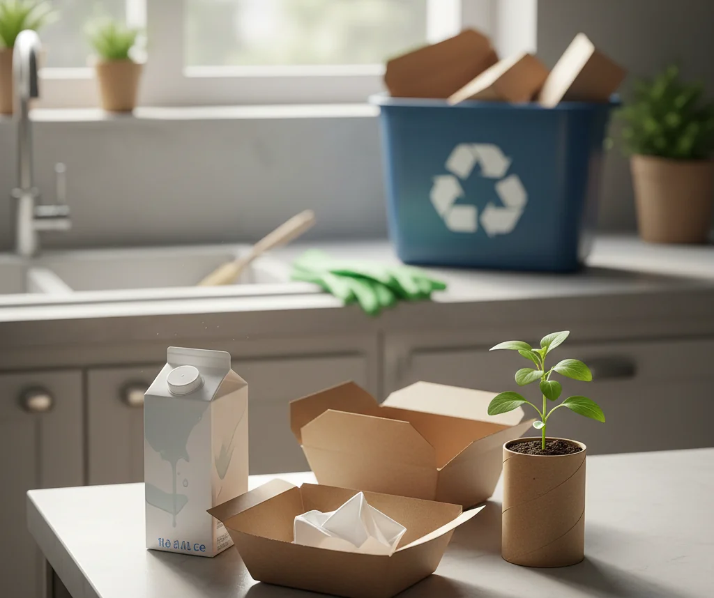 recyclen van voedselverpakkingen van karton